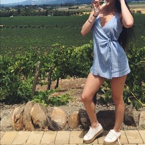 Forever 21 blue striped romper